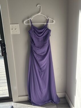 Elegant Purple Cowl Neck Evening Dress
